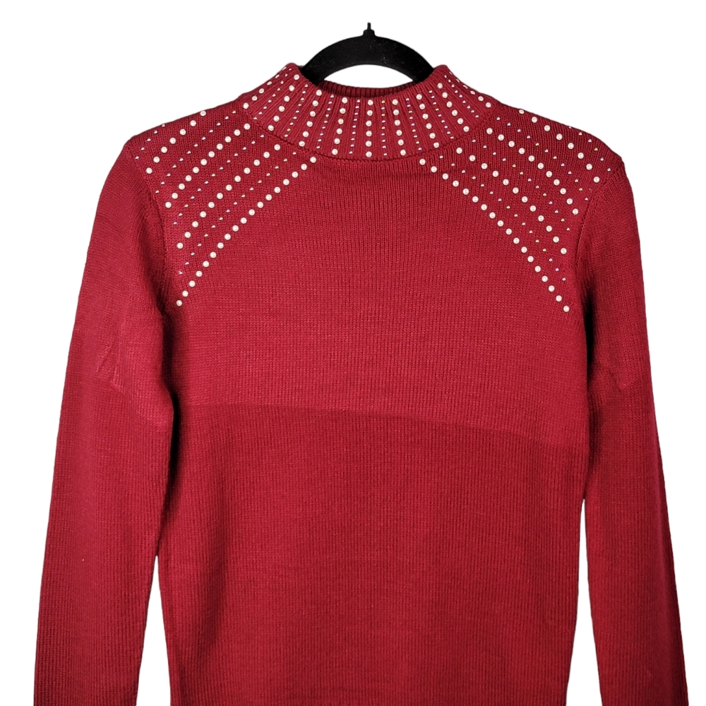 Juicy Couture Red Mock Neck Studded Light Weight 3 Seasons Streetwear Sweater XS - Picture 3 of 12